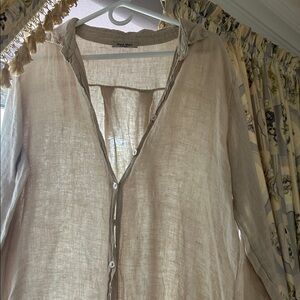 Max Mara Beige Linen Button-Up Shirt